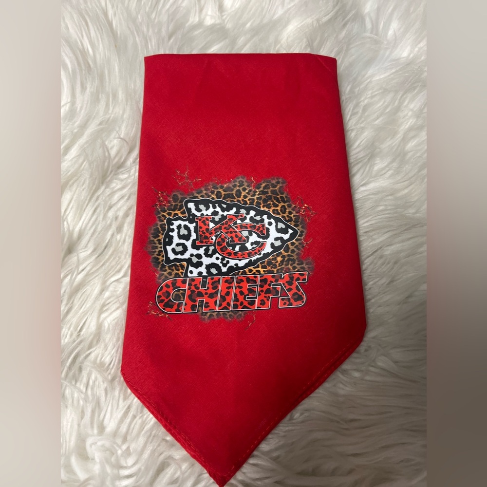 New dog bandanna, Kansas City Chiefs animal print